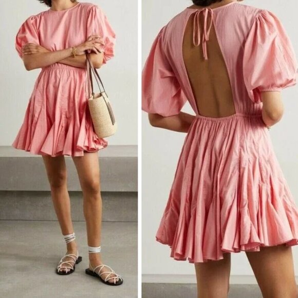 RHODE Dresses & Skirts - NEW Rhode Molly Dress Peach Pink Puff Sleeve Barbiecore Cotton Resortwear